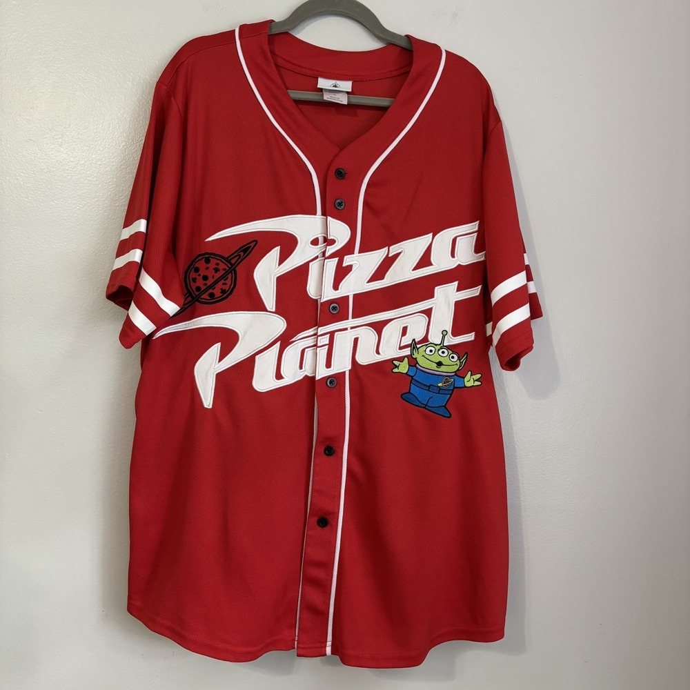 Disney Toy Story Pizza Planet Baseball Jersey Red Alien Size XL Cartoon Tv Movie